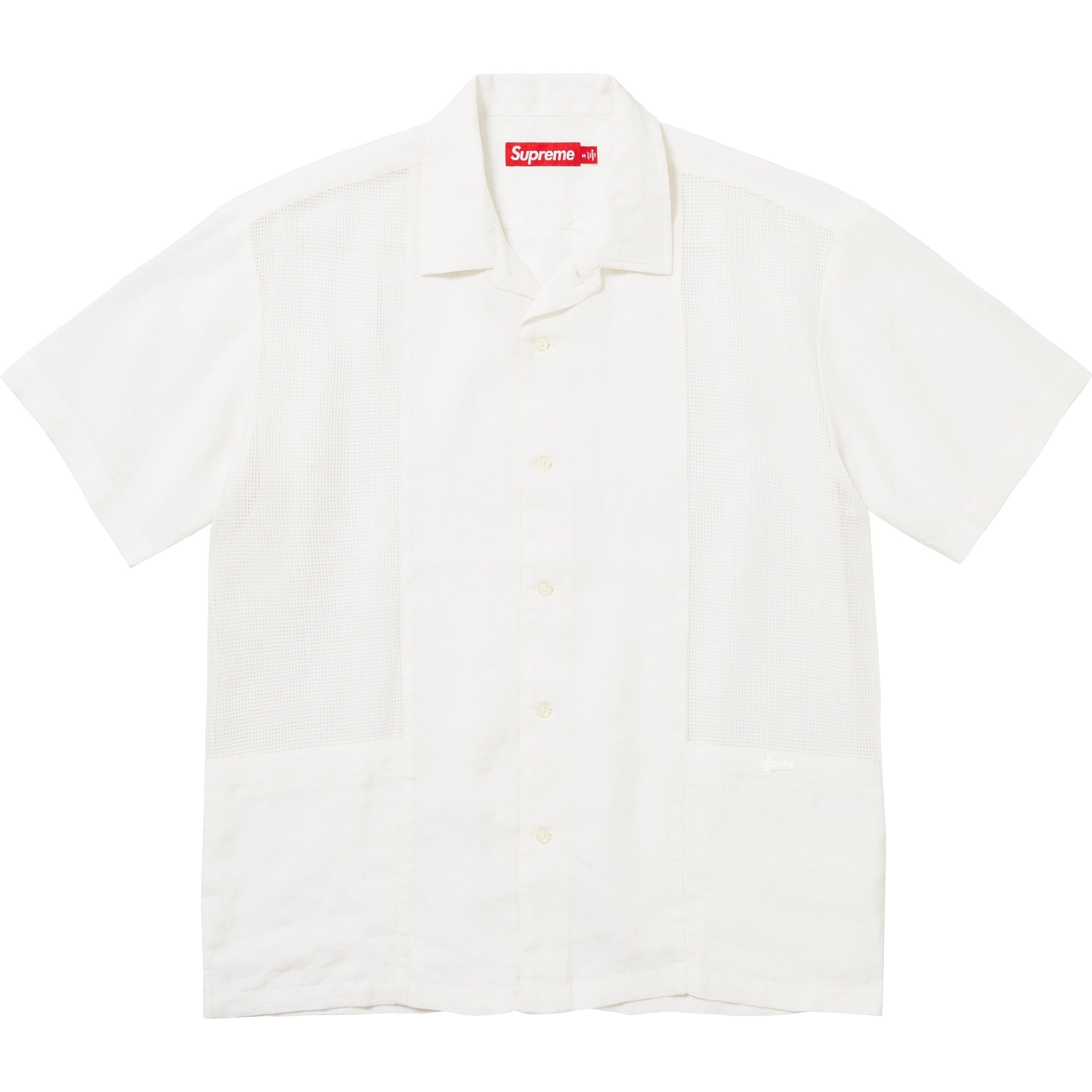 Mesh Panel Linen S/S Shirt view 8